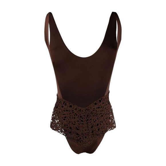 NWT La Perla brown macrame accented one piece swimsuit, 34B - Picture 3 of 11